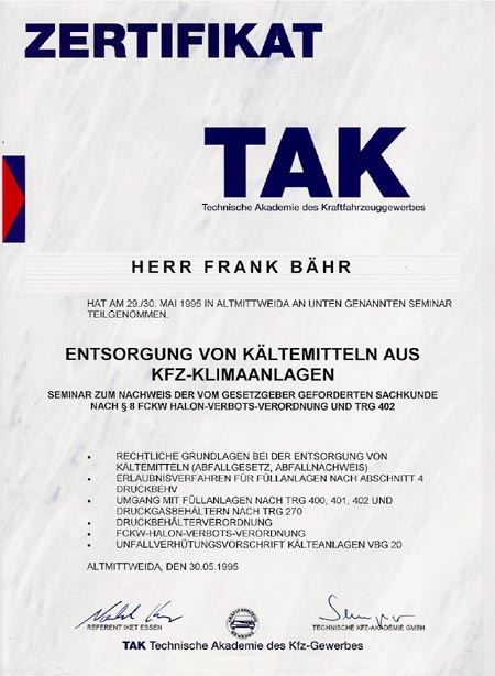 TAK Sachkunde Kältemittel