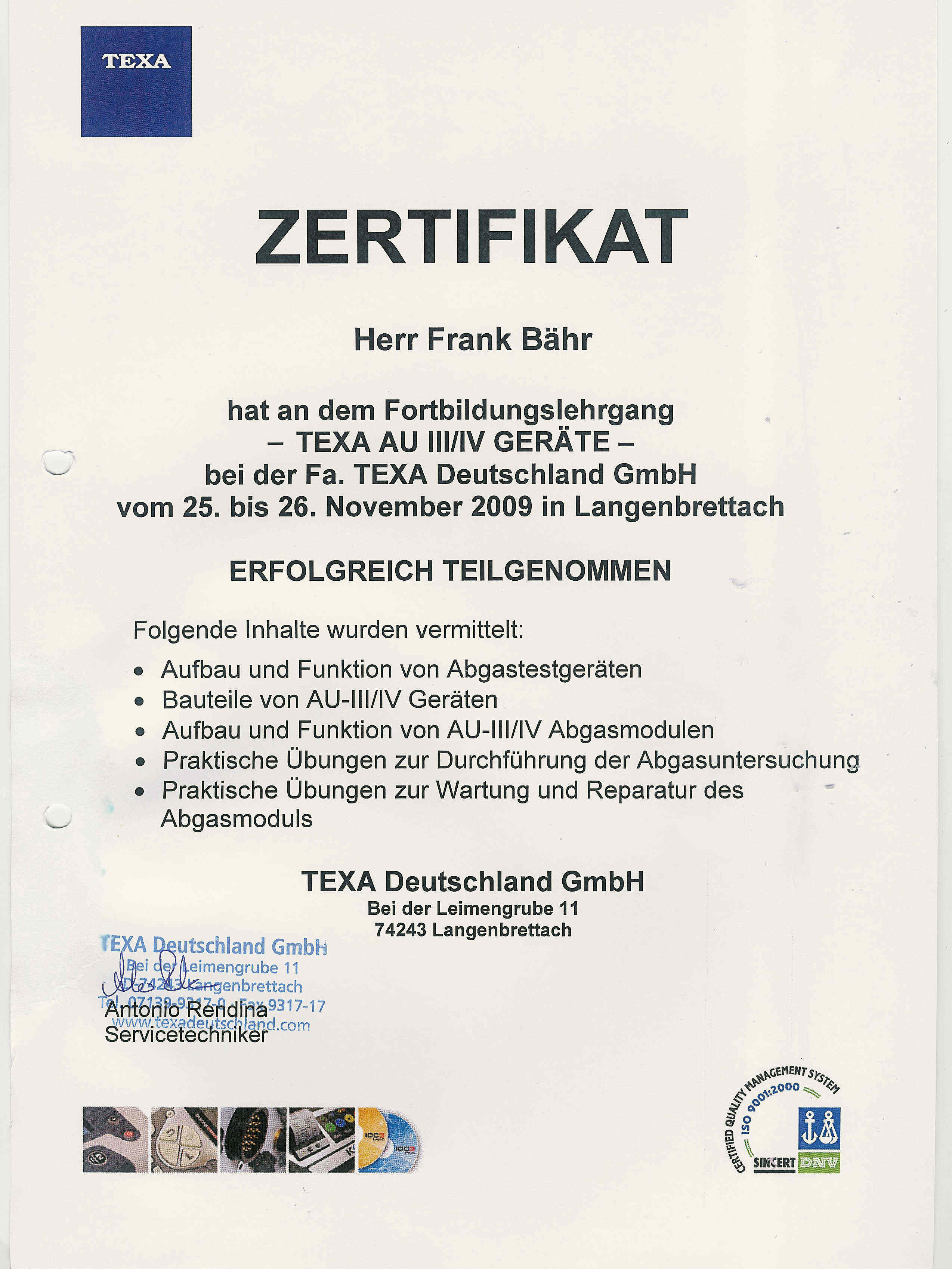 TEXA AU III/IV Geräte